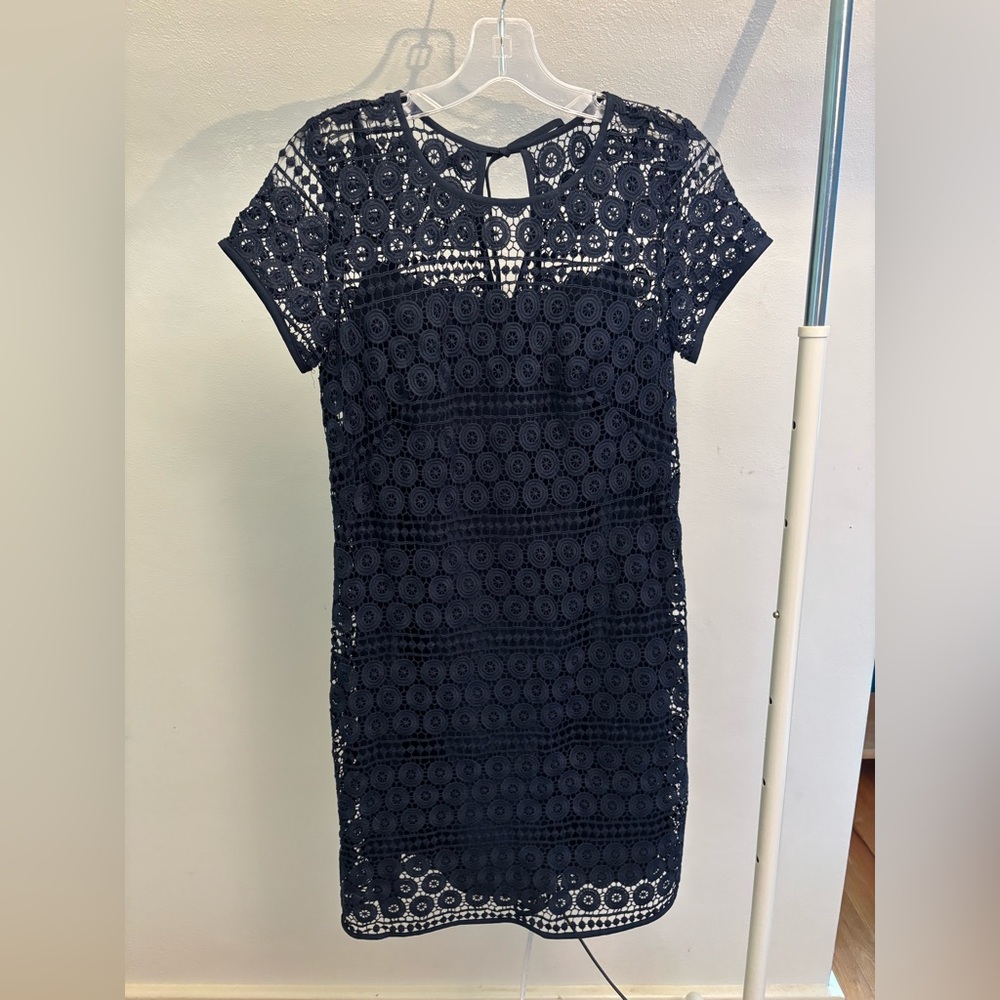 LOFT Outlet Navy Lace Mini Dress - Picture 3 of 5